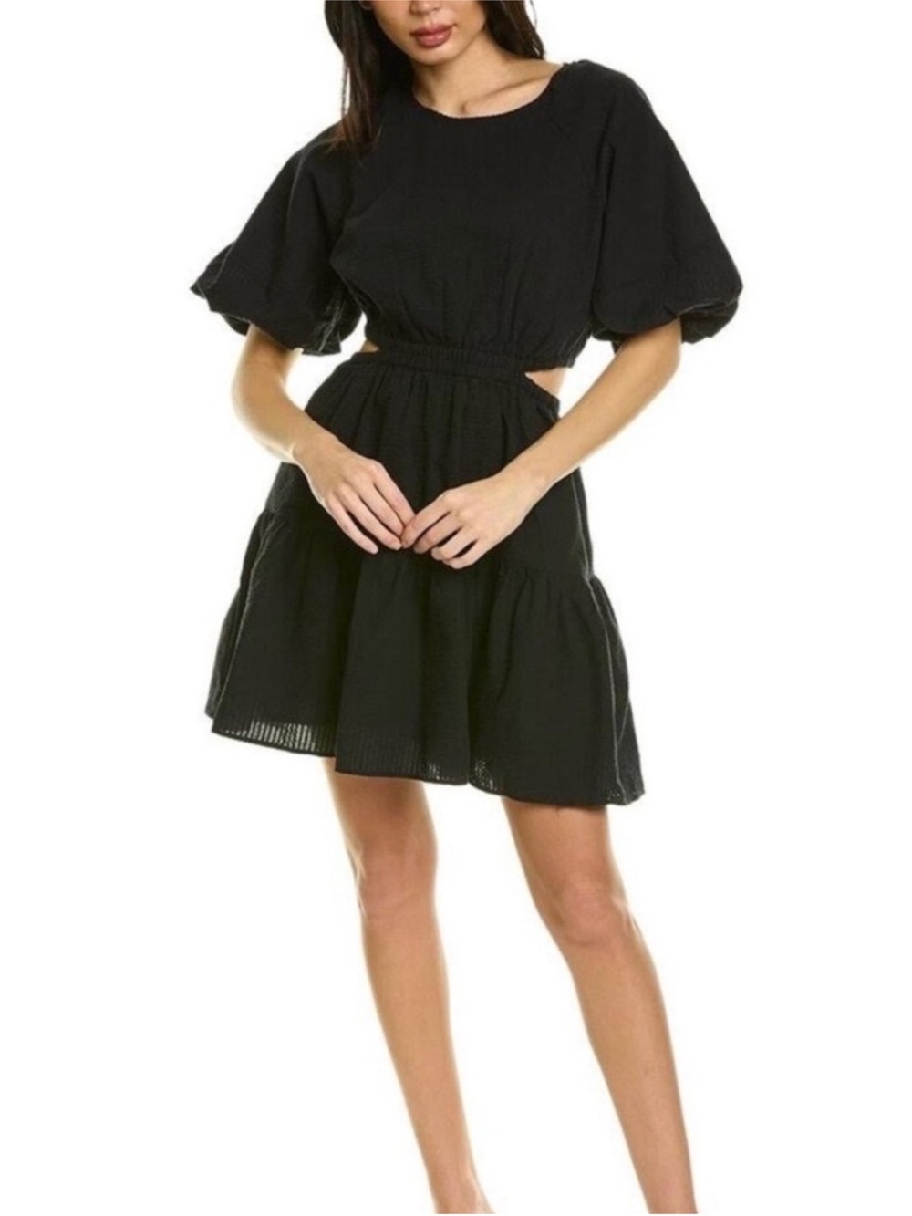NWT Madewell Seersucker Puff Sleeve Cutout Mini Dress - Size S